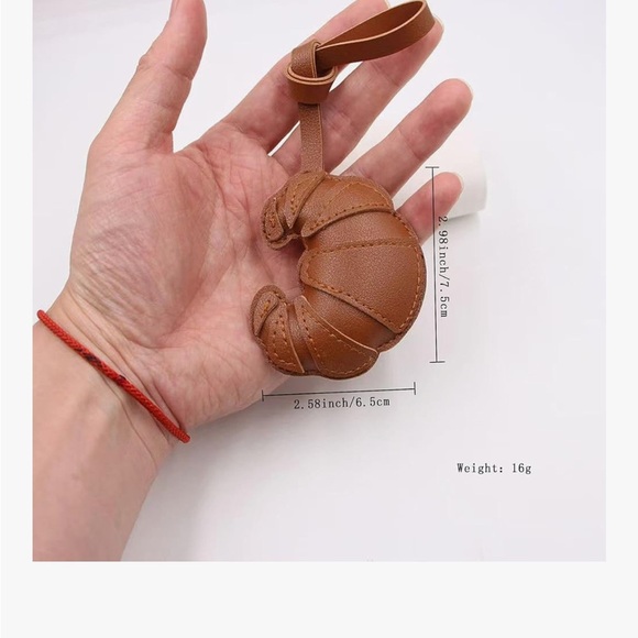 Croissant Leather like purse charm or Keychain - Picture 2 of 3